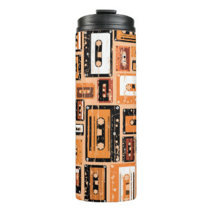 Retro-Kassette Nahtloses Muster Thermosbecher