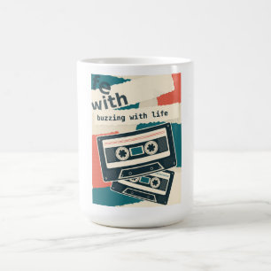 Retro-Kassette summt vor Leben Grafik Kaffeetasse
