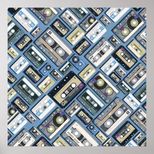Retro-Kassette-Tape-Muster Poster (Vorne)