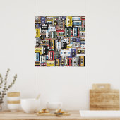 Retro-Kassette-Tape-Muster Poster (Küche)