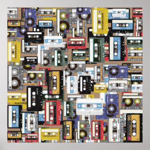 Retro-Kassette-Tape-Muster Poster