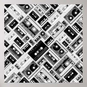 Retro-Kassette-Tape-Muster Poster