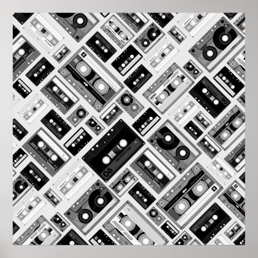 Retro-Kassette-Tape-Muster Poster (Vorne)