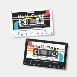 Retro-Kassette-Tape-Schulflurpass Ausweis