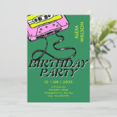 Retro-Kassette zum Geburtstag Einladung (Stehend Vorderseite)