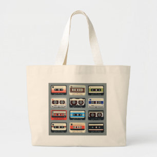 Retro-Kassetten 80er Jumbo Stoffbeutel