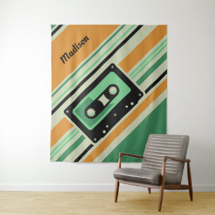 Retro Kassetten-Band-Nametapisserien Wandteppich