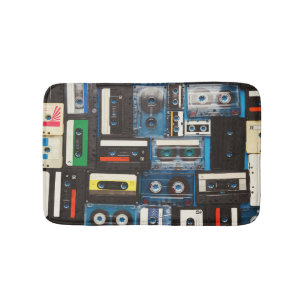 Retro-Kassetten: Blue Background Vintag. Badematte