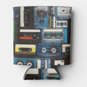 Retro-Kassetten: Blue Background Vintag. Dosenkühler (Vorderseite)