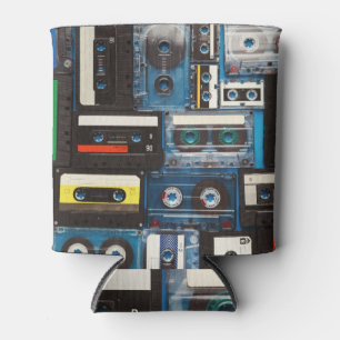 Retro-Kassetten: Blue Background Vintag. Dosenkühler