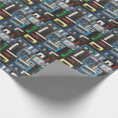 Retro-Kassetten: Blue Background Vintag. Geschenkpapier (Ecke)