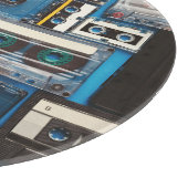 Retro-Kassetten: Blue Background Vintag. Schneidebrett (Ecke)
