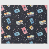 Retro-Kassetten im kosmischen Raum Geschenkpapier (Flach)