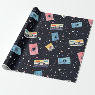 Retro-Kassetten im kosmischen Raum Geschenkpapier
