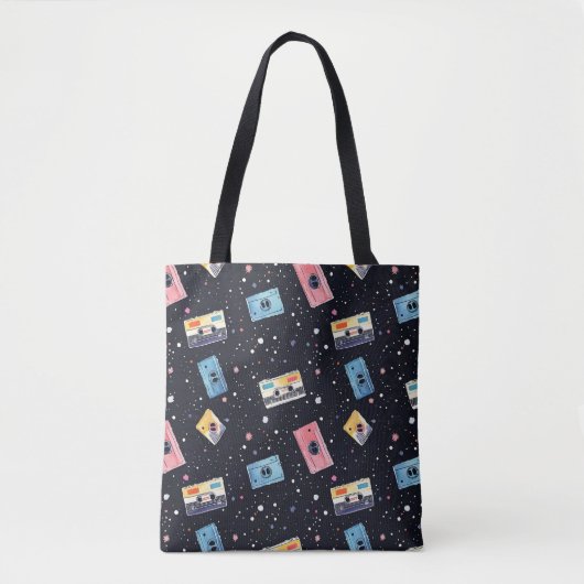 Retro-Kassetten im kosmischen Raum Tasche (Vorderseite)