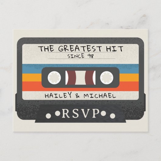 Retro-Kassettenband das Beste Hochzeitband Postkarte (Vorderseite)