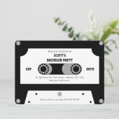 Retro-Kassettenband Schwarz-Weiß-Bachelor-Party Einladung (Stehend Vorderseite)