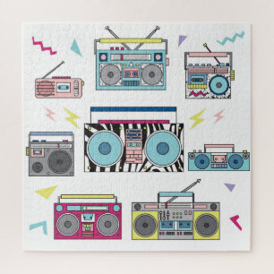 Retro-Kassettenrekorder: 80er Vintage Art Puzzle