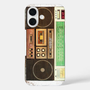 Retro-Kassettenrekorder mit personalisiertem Namen iPhone 16 Hülle
