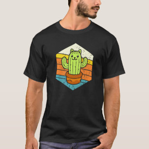 Retro-Katcactus-Kaktus-Katzen-Pflanze für Männer F T-Shirt