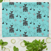 Retro Kats Atomic Sternexplosion Modernes Mid Cent Geschirrtuch (Gefaltet)