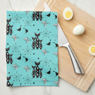 Retro Kats Atomic Sternexplosion Modernes Mid Cent Geschirrtuch