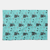 Retro Kats Atomic Sternexplosion Modernes Mid Cent Geschirrtuch (Horizontal)