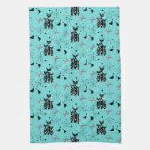 Retro Kats Atomic Sternexplosion Modernes Mid Cent Geschirrtuch (Vertikal)