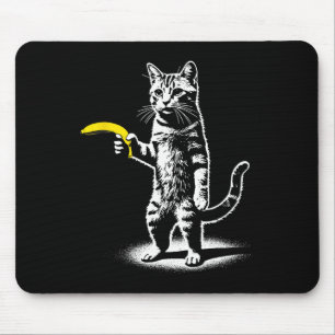 Retro Katz mit Bananenmäuse Männer Frauen Kinder N Mousepad