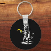 Retro Katz mit Bananenmäuse Männer Frauen Kinder N Schlüsselanhänger (Vorderseite)