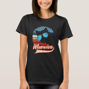 Retro Katze 4. Juli Meowica Merica Men Usa Ameri T-Shirt