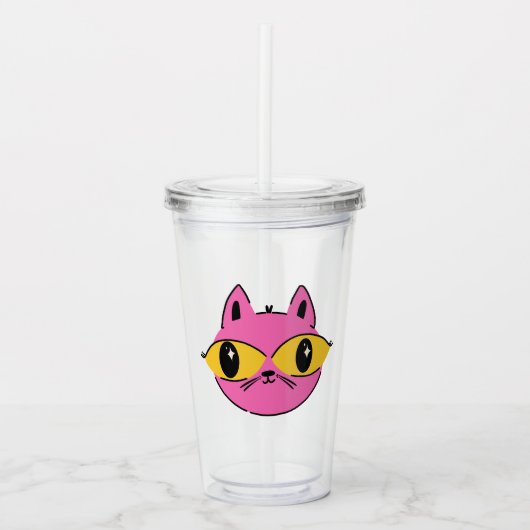Retro-Katze Acryltrinkbecher (Vorderseite)