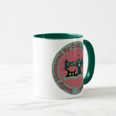 Retro-Katze an der Nähmaschine Tasse (VorderseiteRechts)