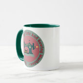 Retro-Katze an der Nähmaschine Tasse (Vorderseite Links)