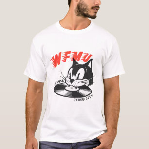 Retro-Katze-DJ, der Vinyl-Schallplatten auflegt T- T-Shirt