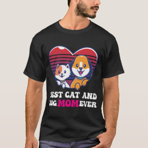 Retro Katze Hund Mama Katze Mama Furmama Welpe T-S T-Shirt