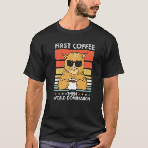 Retro-Katze-Kaffee-Sonnenbrille Haustierbesitzer   T-Shirt