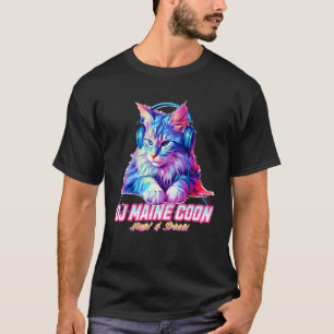 Retro-Katze mit Kopfhörern Musik DJ Maine Coon Ka T-Shirt