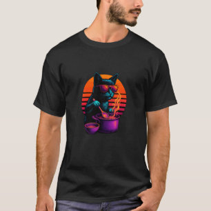 Retro-Katze mit Löffel und Topf kochender Koch T-Shirt