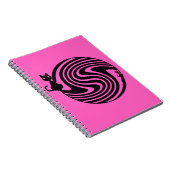 Retro-Katze - Rosa psychedelischer Wirbel Notizblock (Rechte Seite)