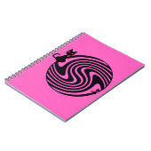 Retro-Katze - Rosa psychedelischer Wirbel Notizblock (Linke Seite)