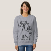 Retro-Katze - Schwarz und Weiß Sweatshirt (Vorne ganz)