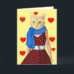 RETRO KATZE TRAGEN EINE DRESS GIRLFRIEND BIRTHDAY  FEIERTAGSKARTE<br><div class="desc">RETRO GINGER KITTY CAT GEBURTSTAGSKARTE.FOR GIRLFRIEND</div>