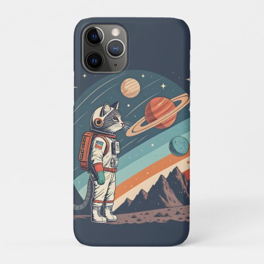 Retro-Katzen-Astronaut Kosmische Raumillustration Case-Mate iPhone Hülle (Rückseite)