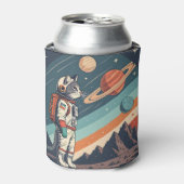 Retro-Katzen-Astronaut Kosmische Raumillustration Dosenkühler (Kanne Vorderseite)