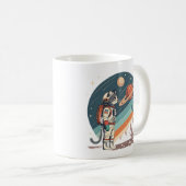 Retro-Katzen-Astronaut Kosmische Raumillustration Kaffeetasse (VorderseiteRechts)