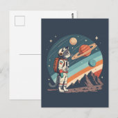 Retro-Katzen-Astronaut Kosmische Raumillustration Postkarte (Vorne/Hinten)