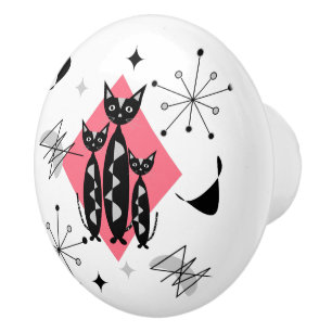 Retro Katzen Atomische Sternexplosion Moderne Mitt Keramikknauf