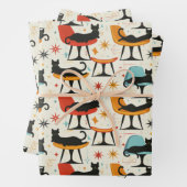 Retro-Katzen auf Stuhlmuster Geschenkpapier Set (Beispiel)