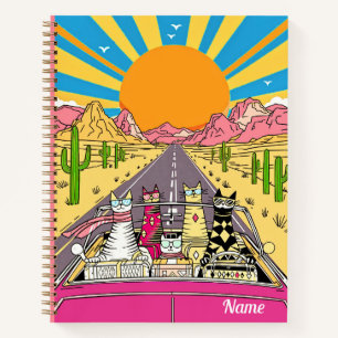 Retro-Katzen auf Urlaub machen eine Reise Journal Notizblock